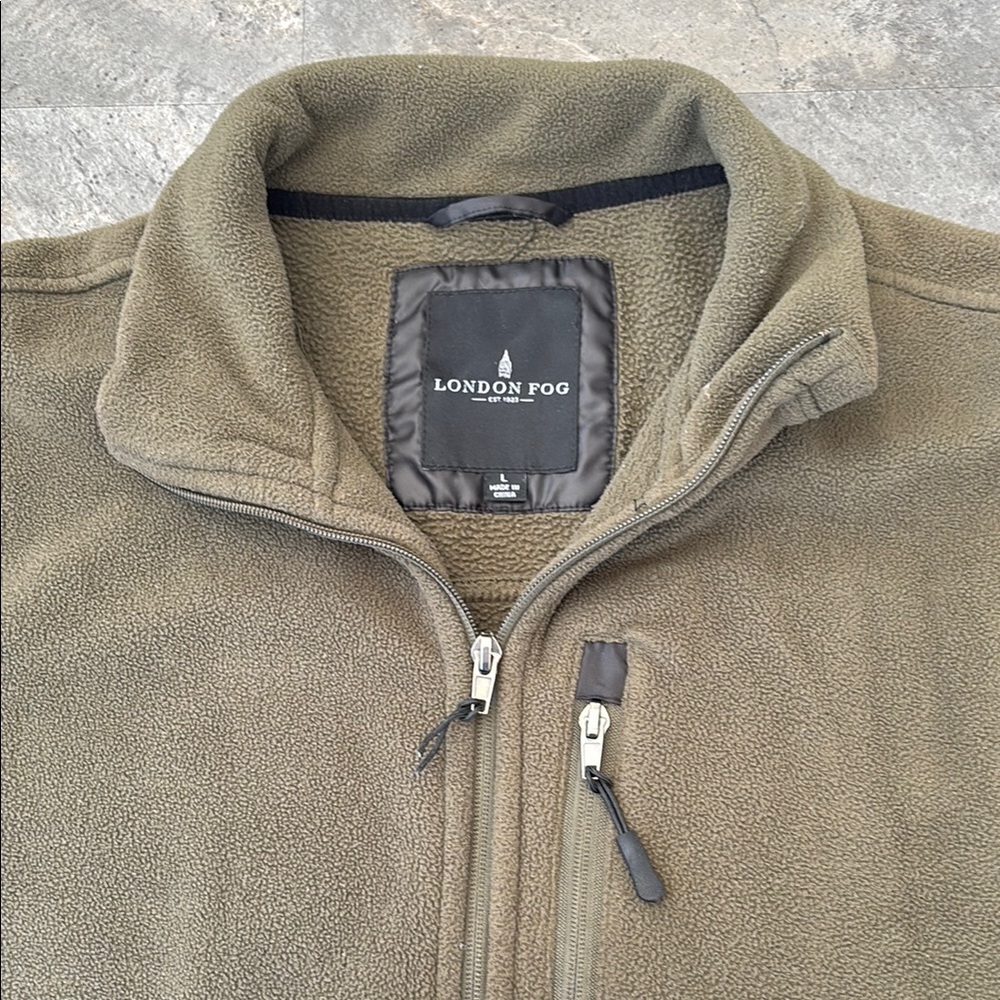 NWOT London Fog Men’s Green Fleece Zip Up Shirt, Fall, Zipper Pockets, Size L - Picture 4 of 17